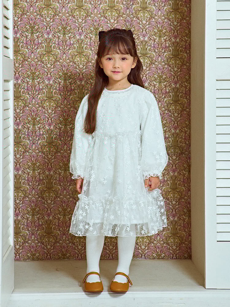 Váy voan hoa kim sa màu trắng đuôi cá Toto Heros size 100 - 140