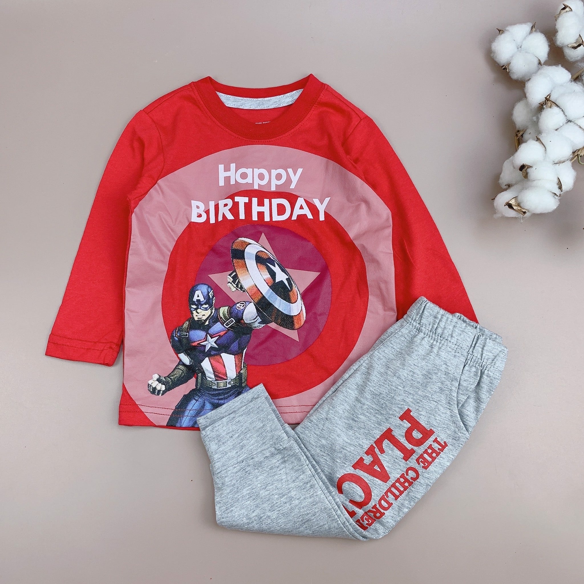 Bộ cotton dài tay Place nhiều hình BT 1-5y