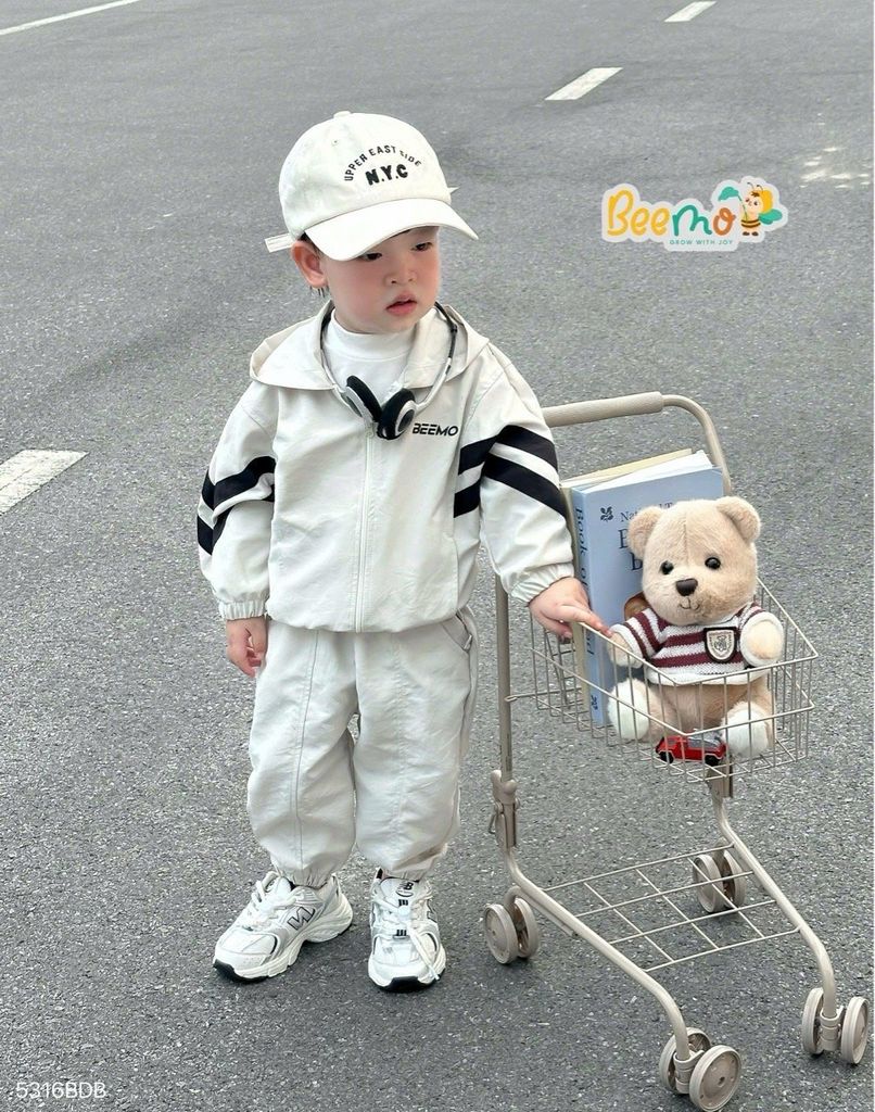 Bộ gió Beemo kẻ 2 màu cho bé trai size 1-6y