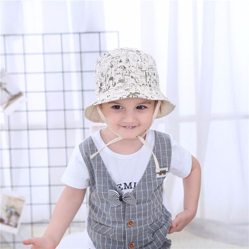 Mũ vải vành Miller BT - màu be hoạ tiết động vật