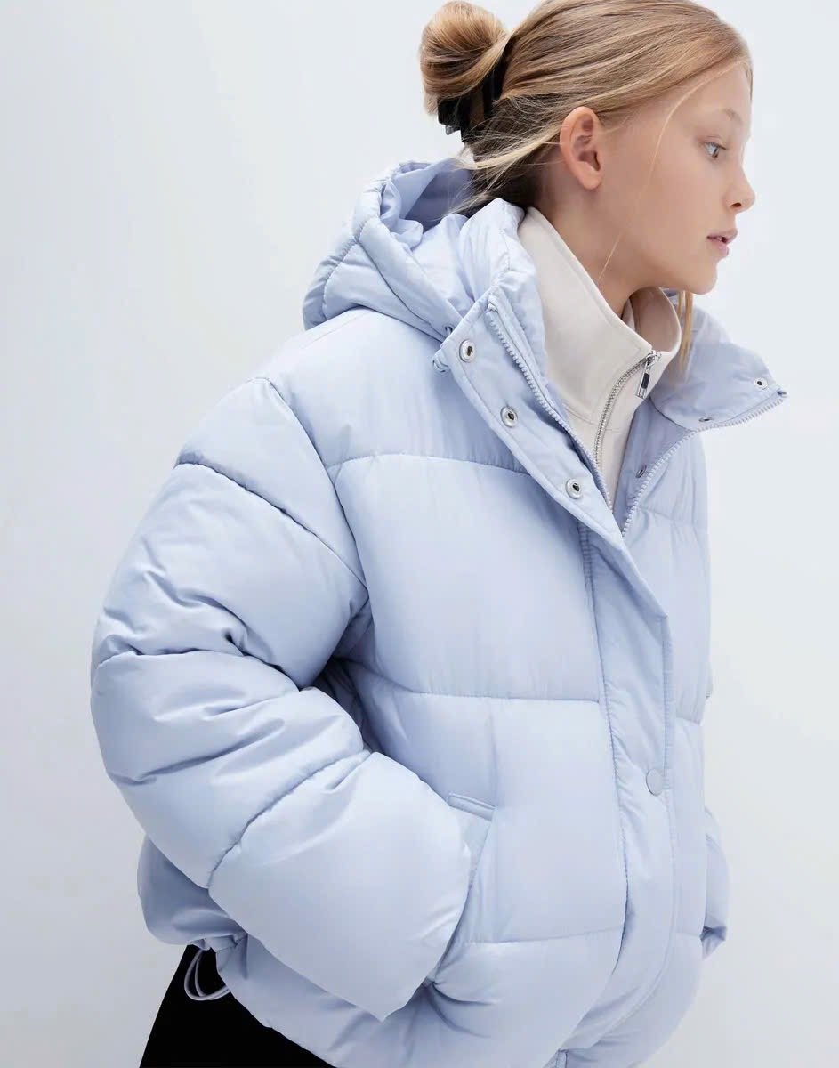 Áo khoác phao GGJJ 2 màu xanh pastel / xanh đen cho bé size 6-14y