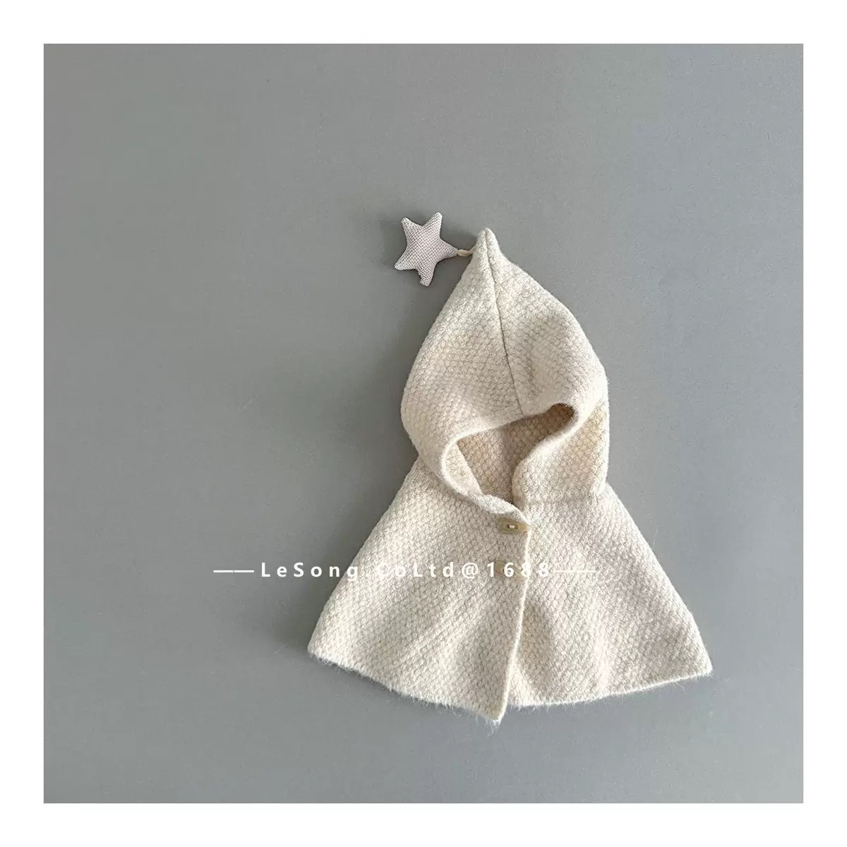 Mũ len chùm liền khăn đính chóp ngôi sao cho bé size 2-5y