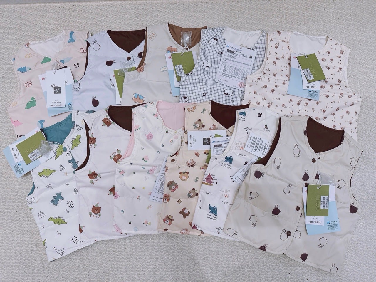 Áo khoác gile lông vũ Liwu Kids siêu nhẹ 2 mặt nhiều mẫu cho bé size 90 - 130