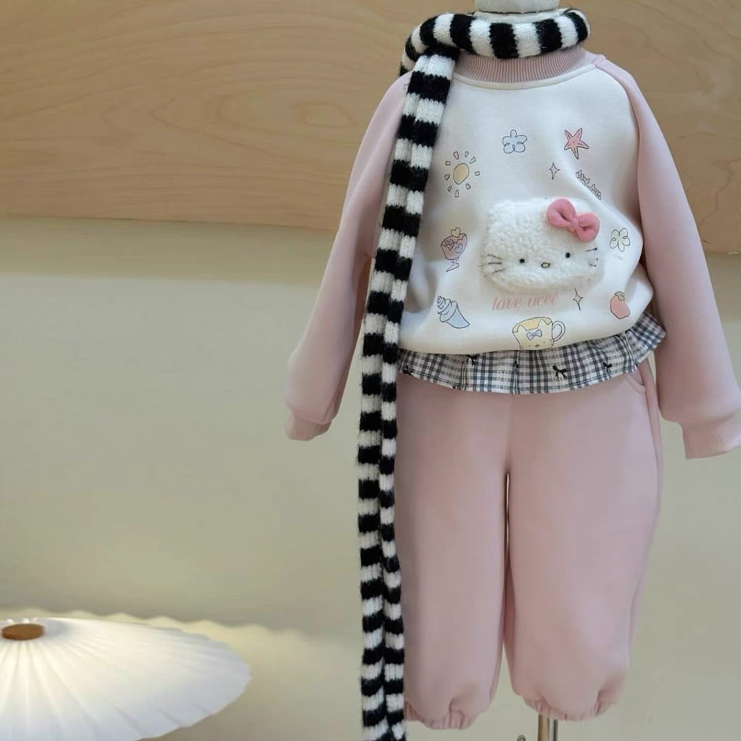 269275 - Bộ nỉ Ucee hồng kitty lót nỉ đại hàn size 90-130