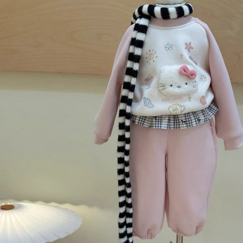 269275 - Bộ nỉ Ucee hồng kitty lót nỉ đại hàn size 90-130