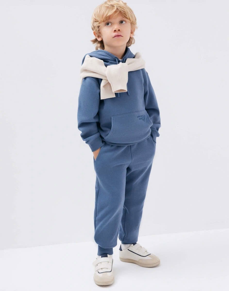Bộ nỉ bông hoodie GGJJ dư xịn 2 màu be/xanh bé trai size 2-8y