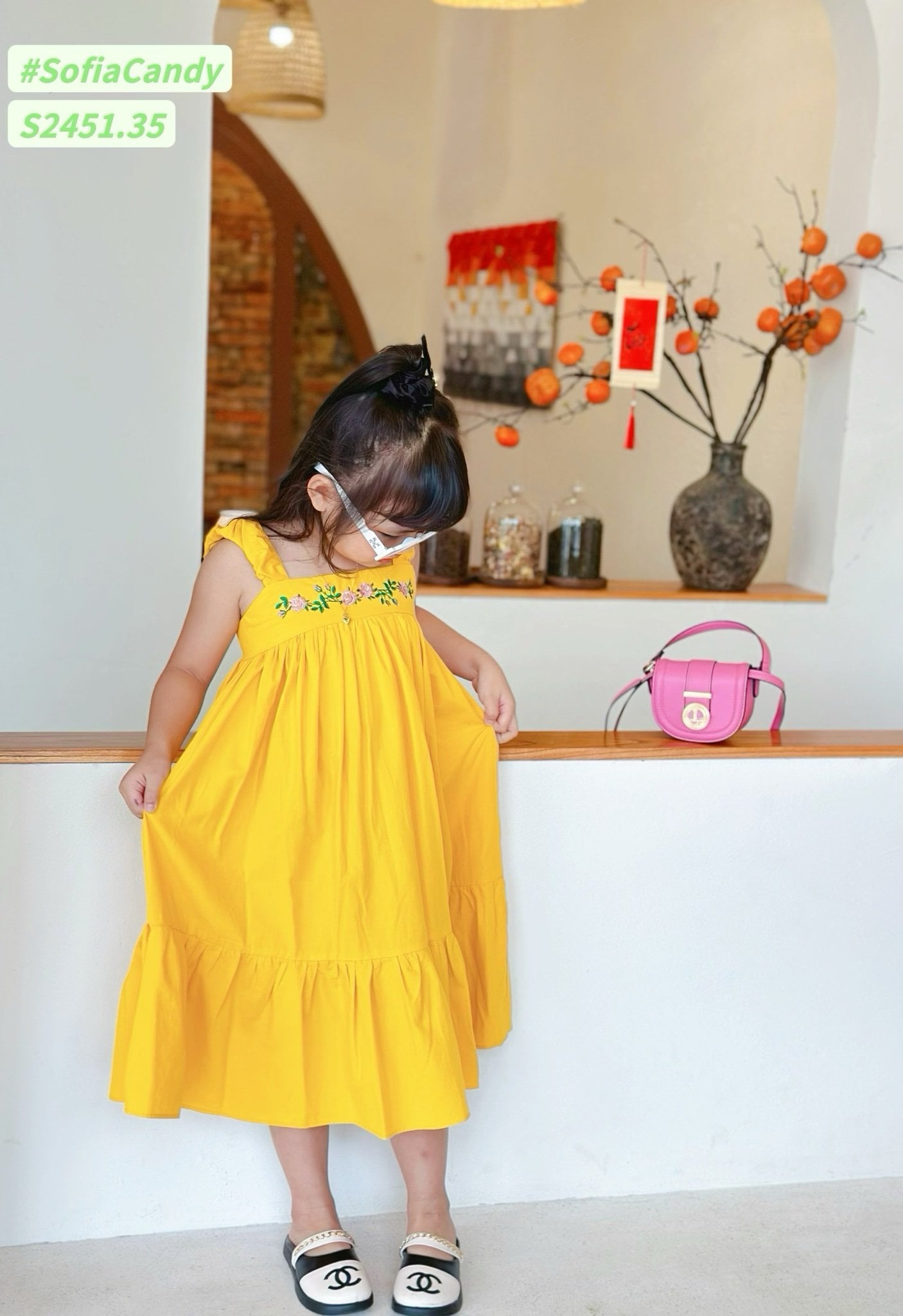 Váy thô Sofia Candy hai dây thêu hoa ngực nhiều màu size 1-10y