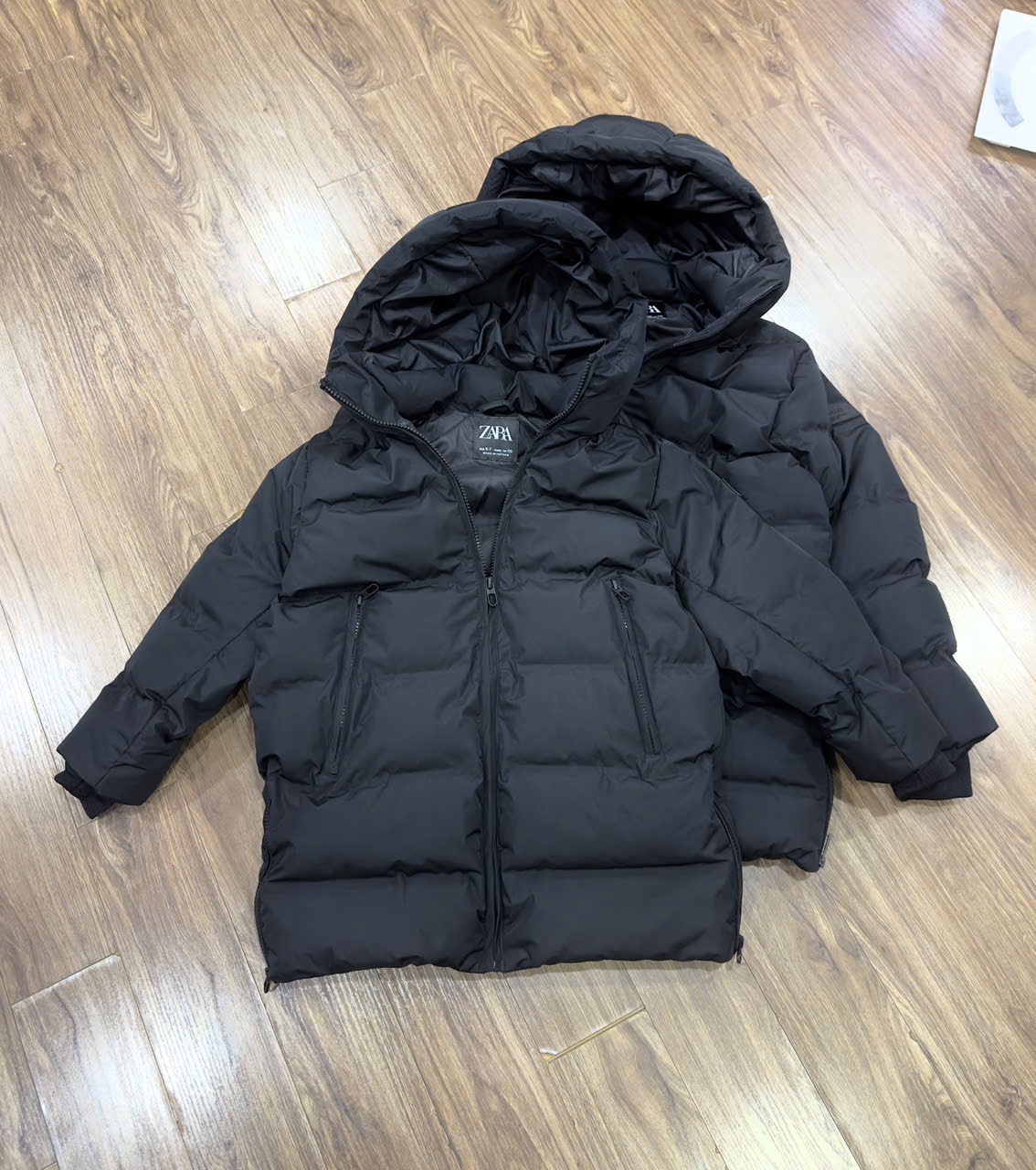 Áo khoác phao ZR dáng dài 2 màu đen/rêu cho bé size 6-14y