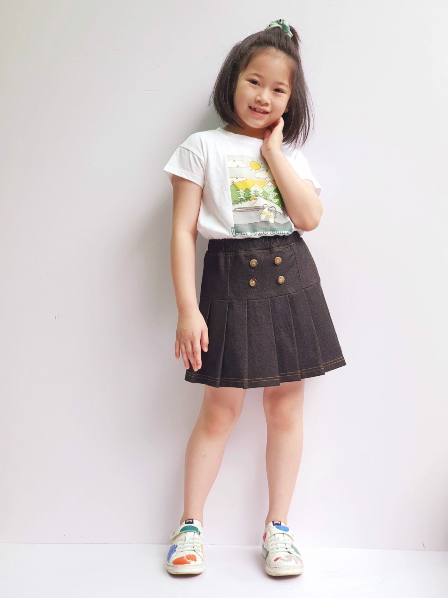 CVAY08 - Quần giả váy xếp ly giả jean đen Bee Mon BG size 120 - 160