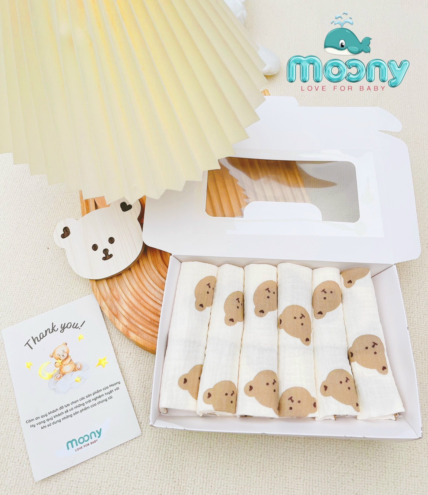 Hộp khăn xô Muslin nhiều hình Boona / Moony / Bunny ( 2 lớp )