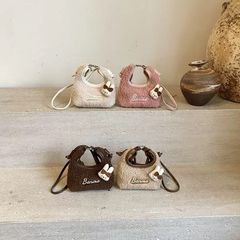 Túi xách lông cùn mini hình bán nguyệt đính thỏ cho bé