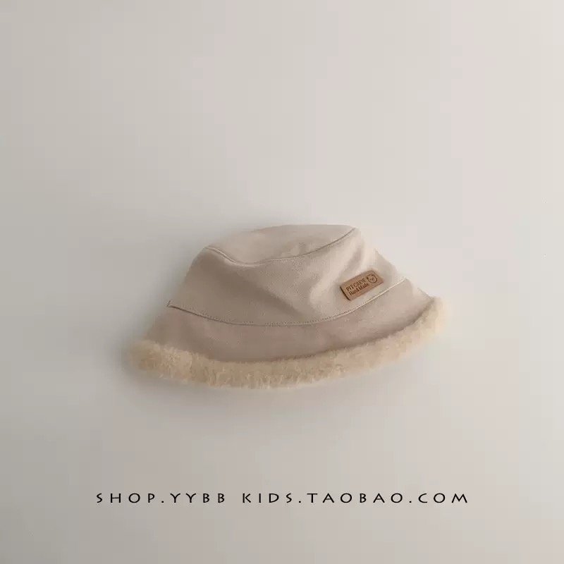 Mũ vành tròn da lộn viền lông nhiều màu cho bé size 6m-2y