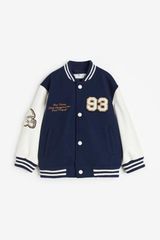 Áo khoác bomber dư xịn nỉ dạ phối tay da màu navy số 93 bé trai size 2-10y