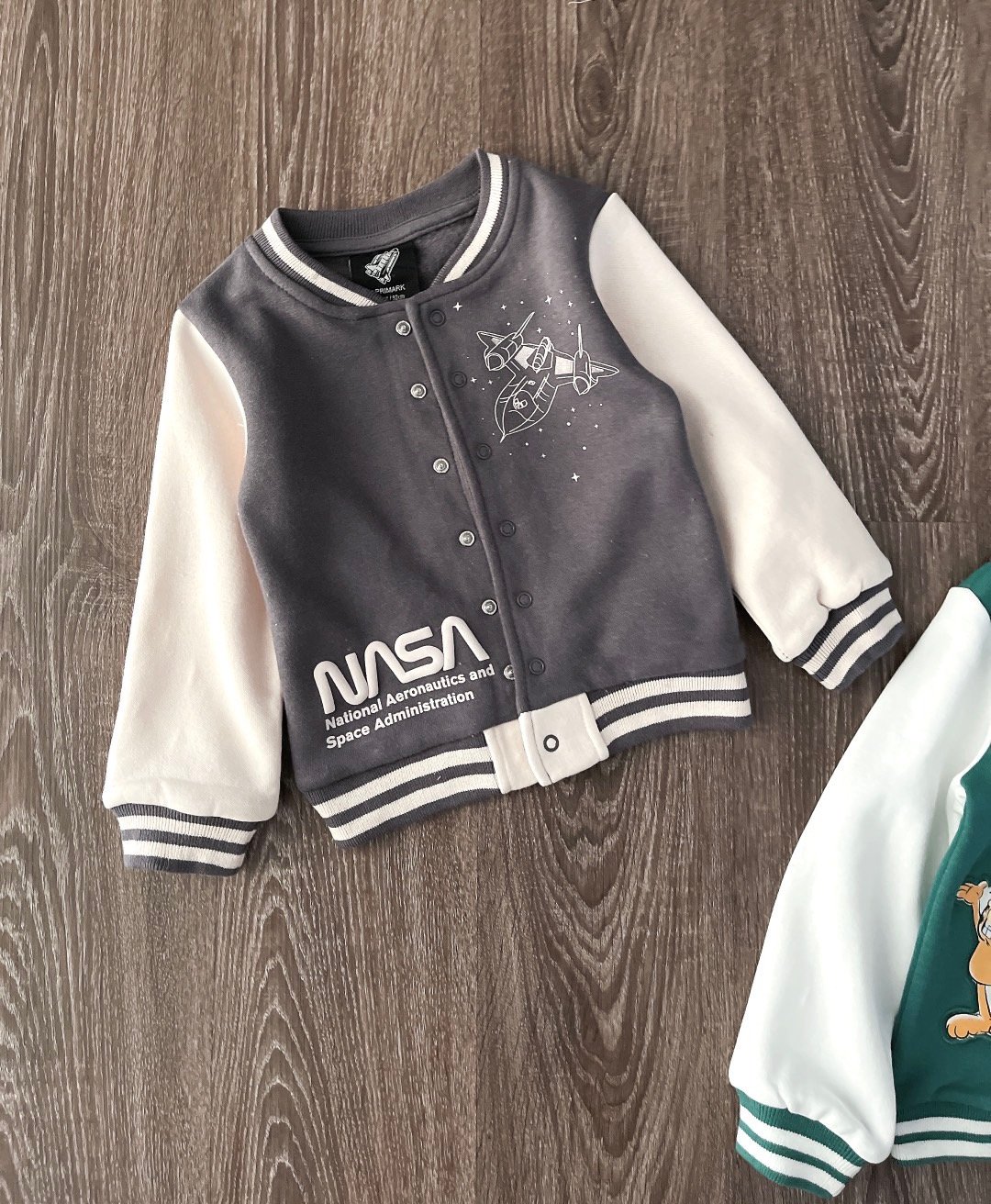 Áo khoác bomber nỉ bông mỏng 2 màu xanh / ghi BT size 3 - 36m