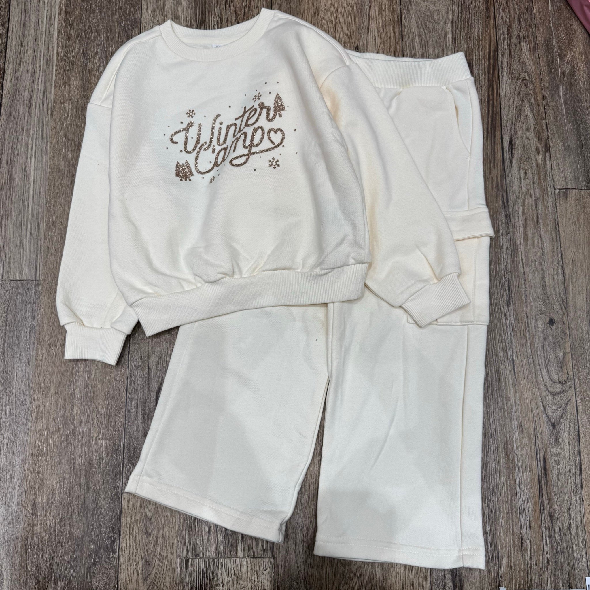 Bộ nỉ bông Topten 3 màu hồng / kem / đen Winter Camp size 110 - 160