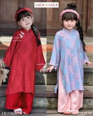 LU 1720 - Set áo dài LUCA gấm quần lụa 2 màu đỏ/xanh bé gái size 2-12y