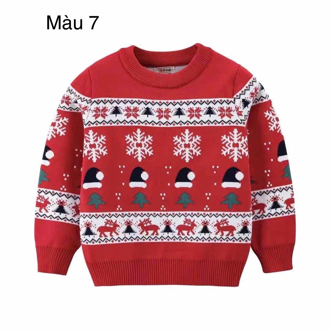 Áo len hoạ tiết Noel nhiều màu cho bé size 2-7y