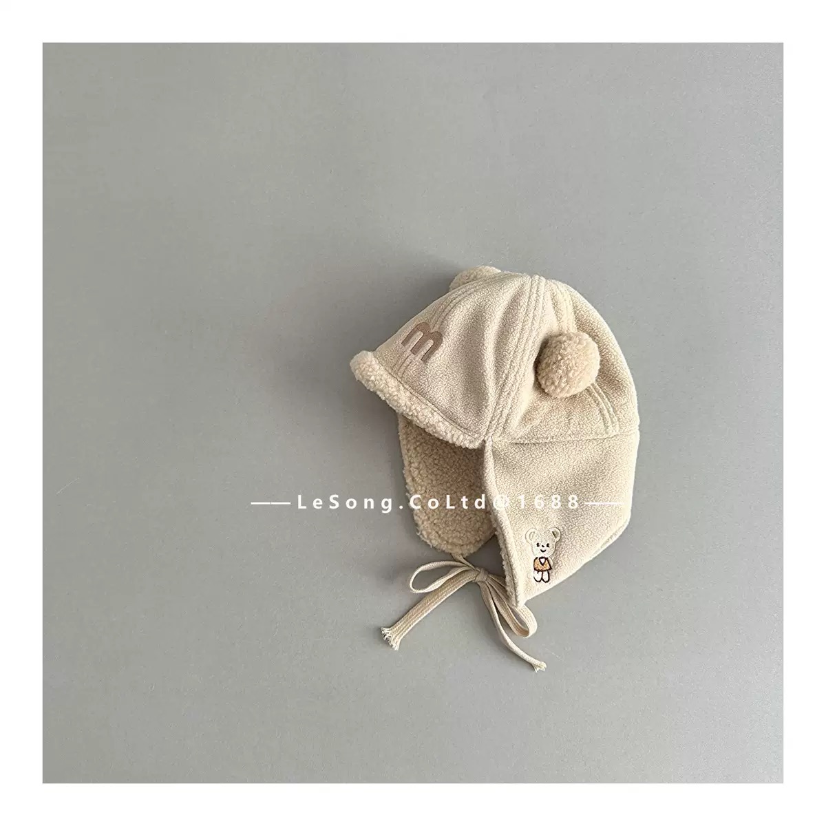 Mũ có tai lót nỉ giữ ấm cho trẻ em chất liệu vải nhung gân kích thước 48-50cm, NSX Yiwu Lesong
