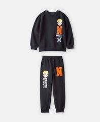 Bộ nỉ bông màu đen dư xịn họa tiết Naruto bé trai size 4-14y