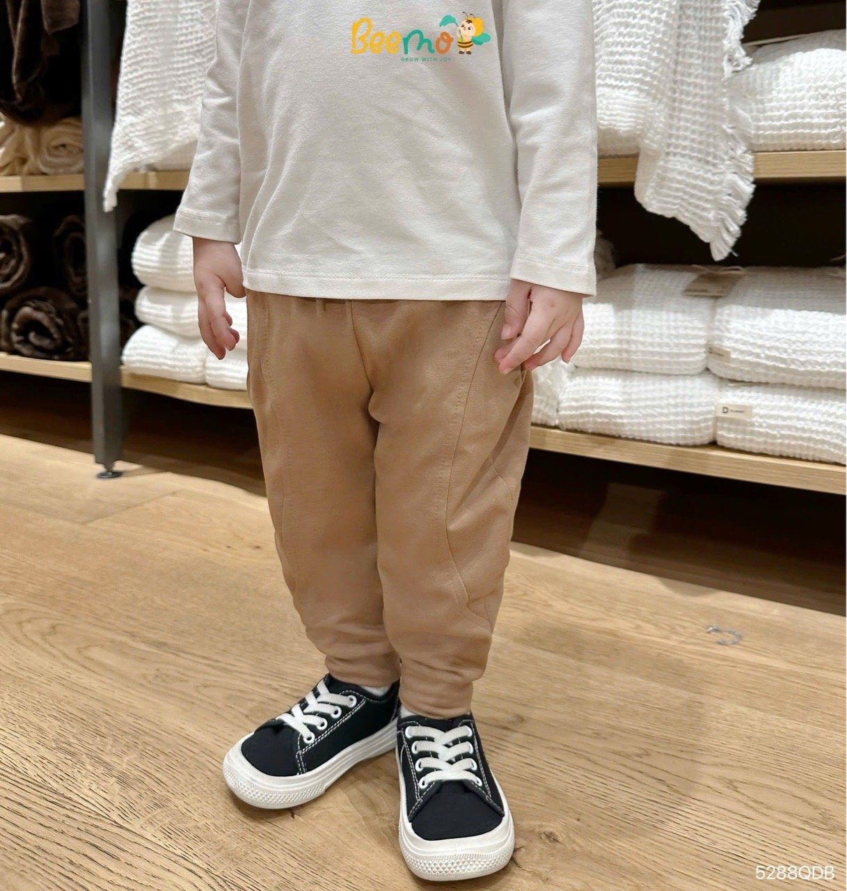 Quần cotton bo gấu Beemo đường viền cho bé size 1-6y