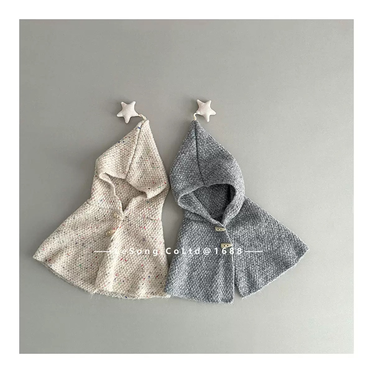 Mũ len chùm liền khăn đính chóp ngôi sao cho bé size 2-5y