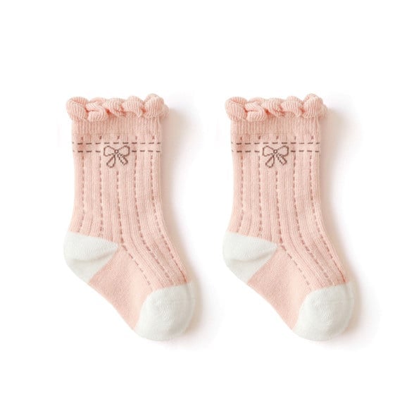 Tất lưới cao tới bắp chân Nemo baby in hình nơ viền cổ 5 màu