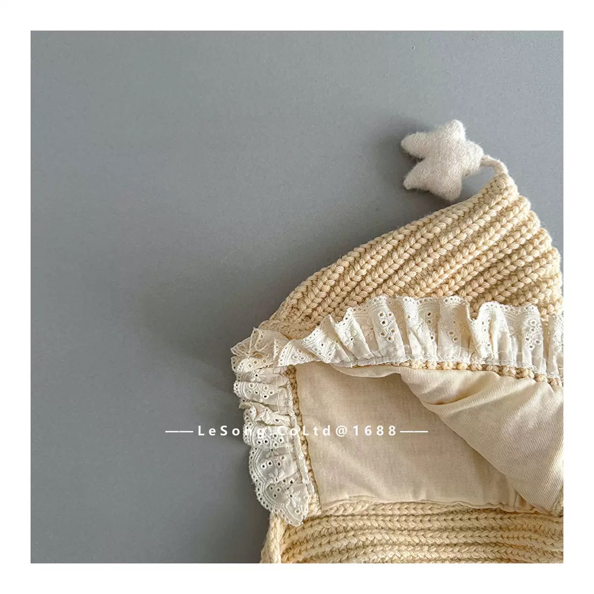 Mũ len chóp đính ngôi sao viền bèo liền khăn nhiều màu cho bé size 2-5y