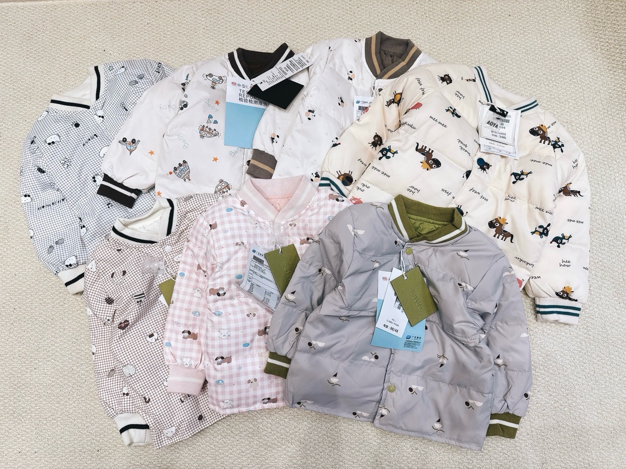 Áo khoác bomber lông vũ QC siêu nhẹ nhiều màu cho bé size 90-130