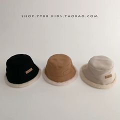 Mũ vành tròn da lộn viền lông nhiều màu cho bé size 6m-2y