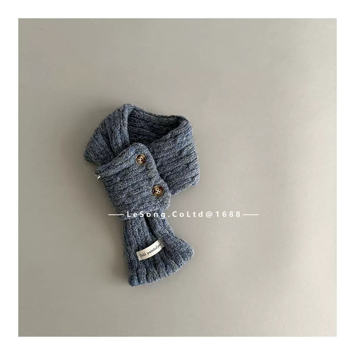 Khăn len quàng chéo cài khuy vặn thừng nhiều màu cho bé