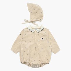 Body nhung BD xuất Hàn màu kem cún in tràn bé trai size 73-90