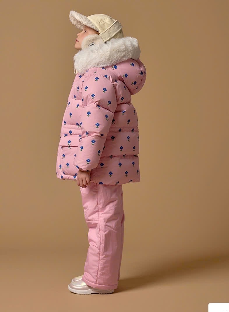 QBT01 - Quần phao lót nỉ đi tuyết BD 2 màu xanh/hồng cho bé size 100-165