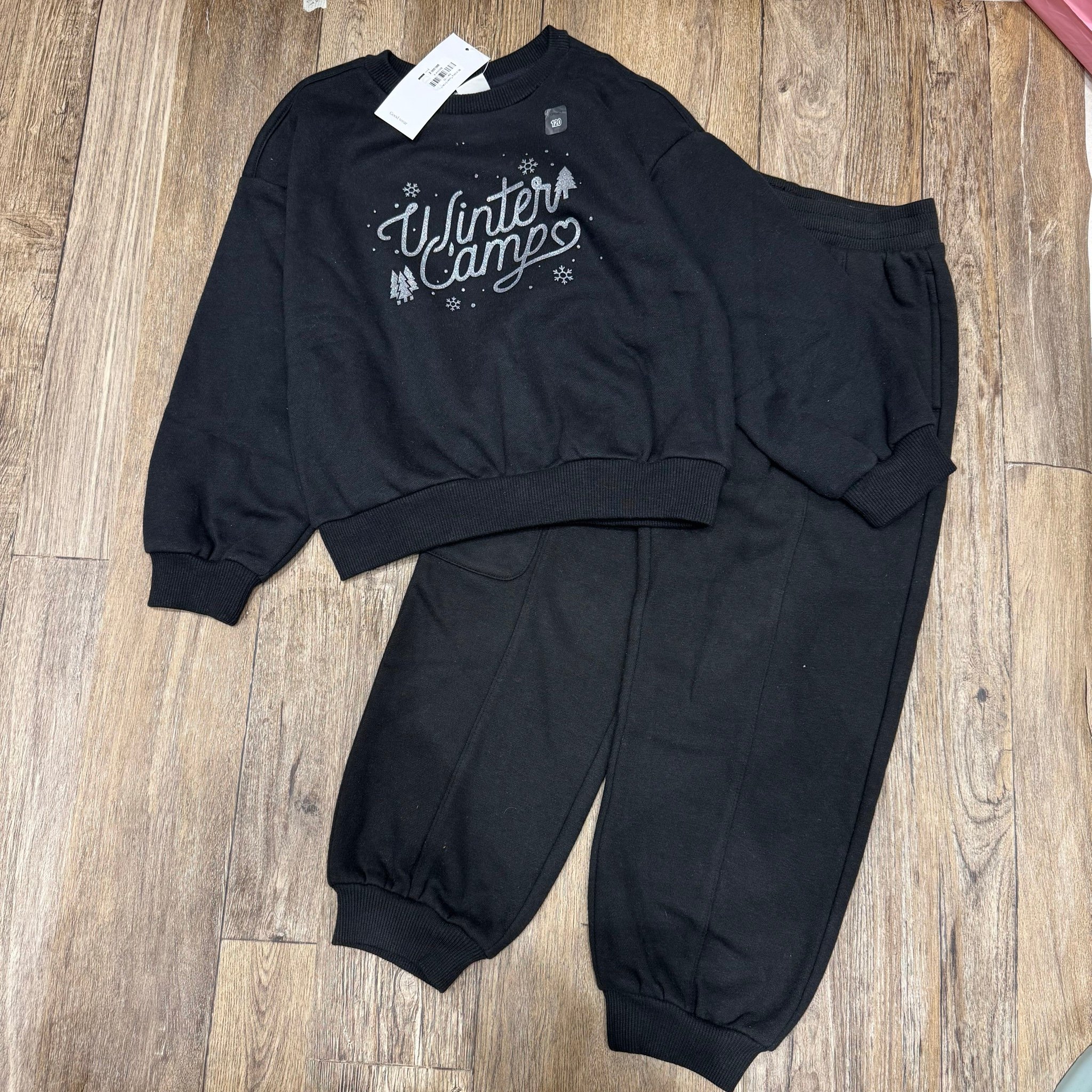 Bộ nỉ bông Topten 3 màu hồng / kem / đen Winter Camp size 110 - 160