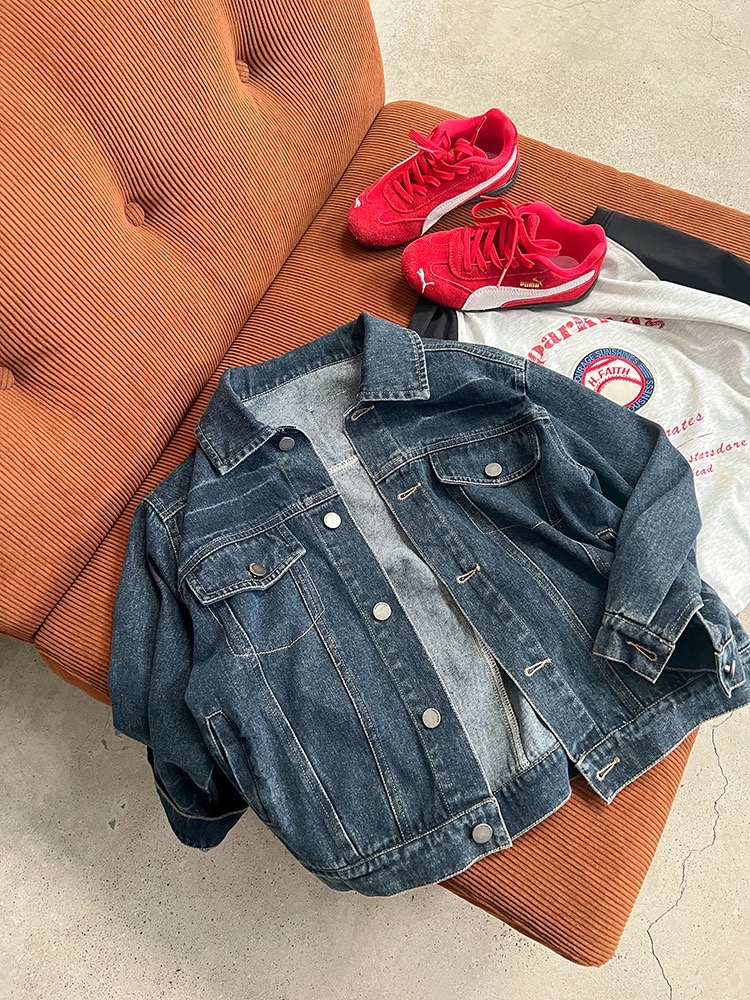 25F132 - Áo khoác jean mềm AMBB màu xanh đậm cho bé size 120-170