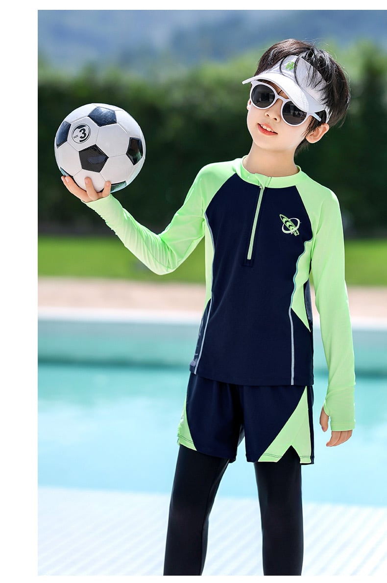 1166 - Bộ bơi YUKE dài tay, quần dài chống nắng bé trai size XL-6XL