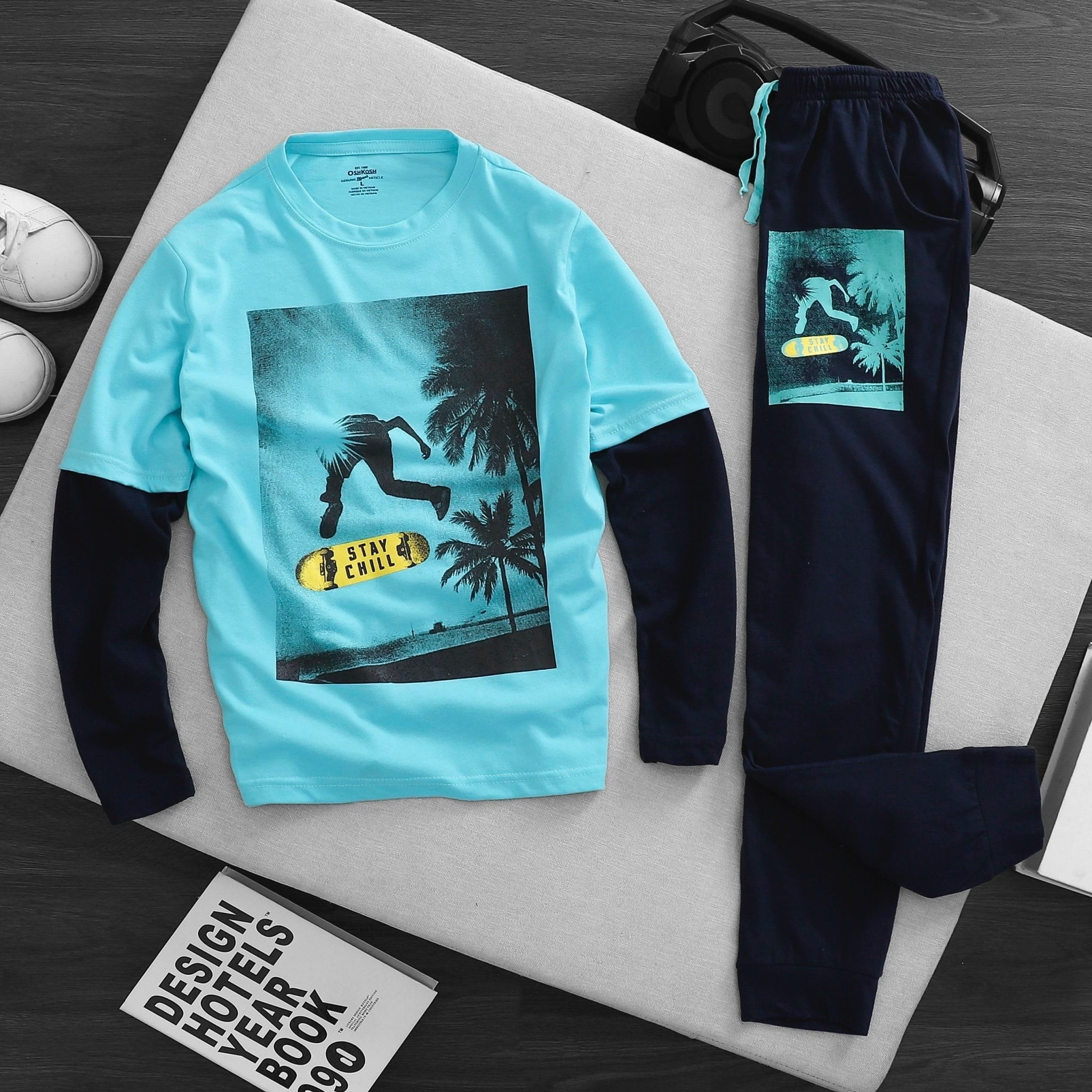 Bộ cotton tay nối Oshkosh nhiều hình BT ( 5-16y)