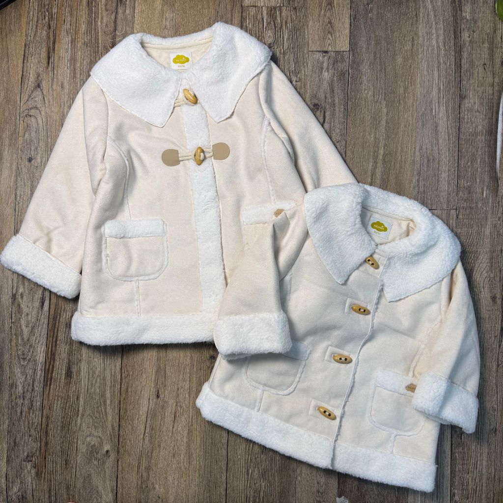 AK60 - Áo khoác da lộn MM màu kem cho bé size 90-120
