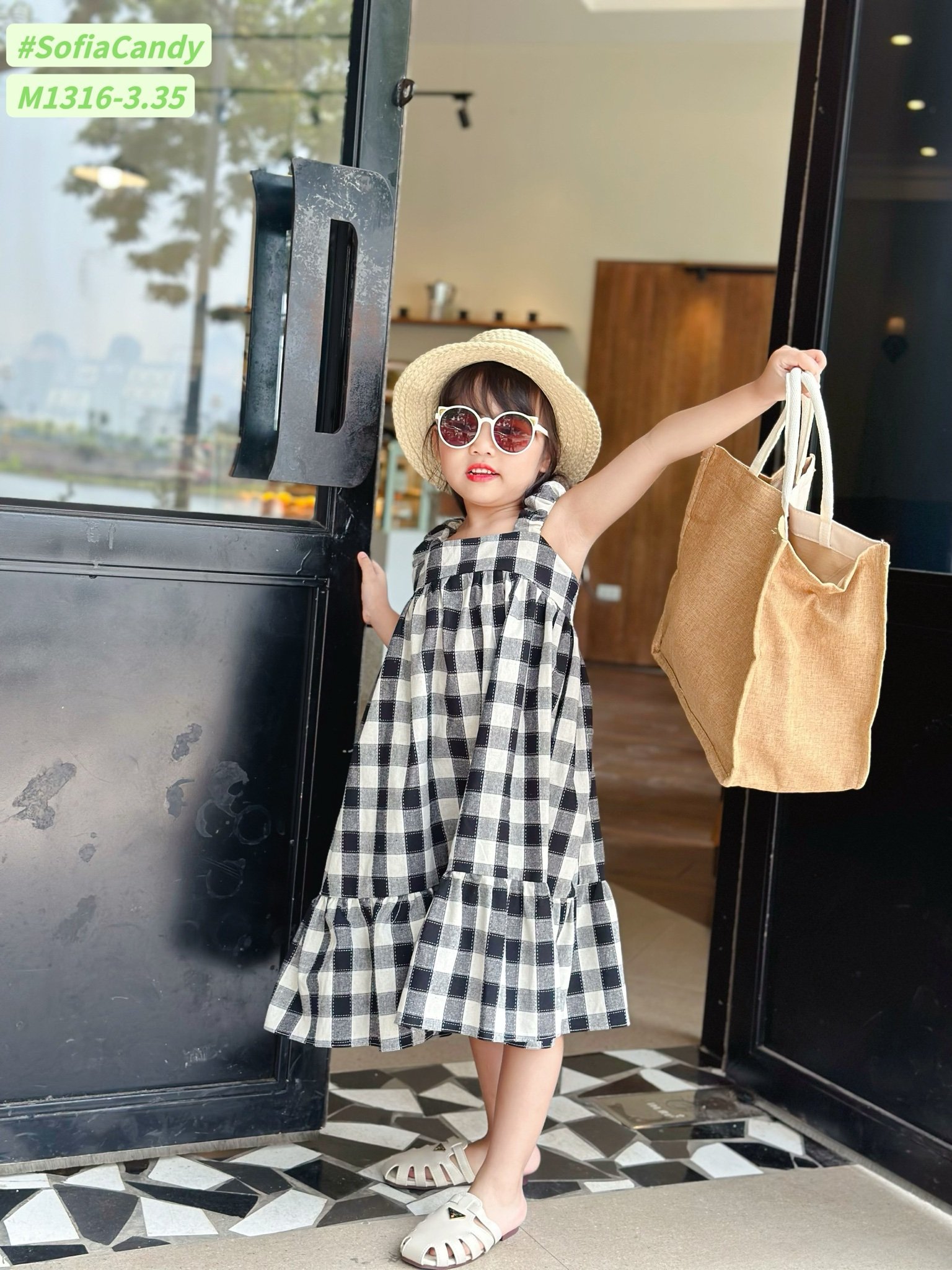 V00047 - Váy Mia Kids thô kẻ caro nhiều màu BG size 1-10y