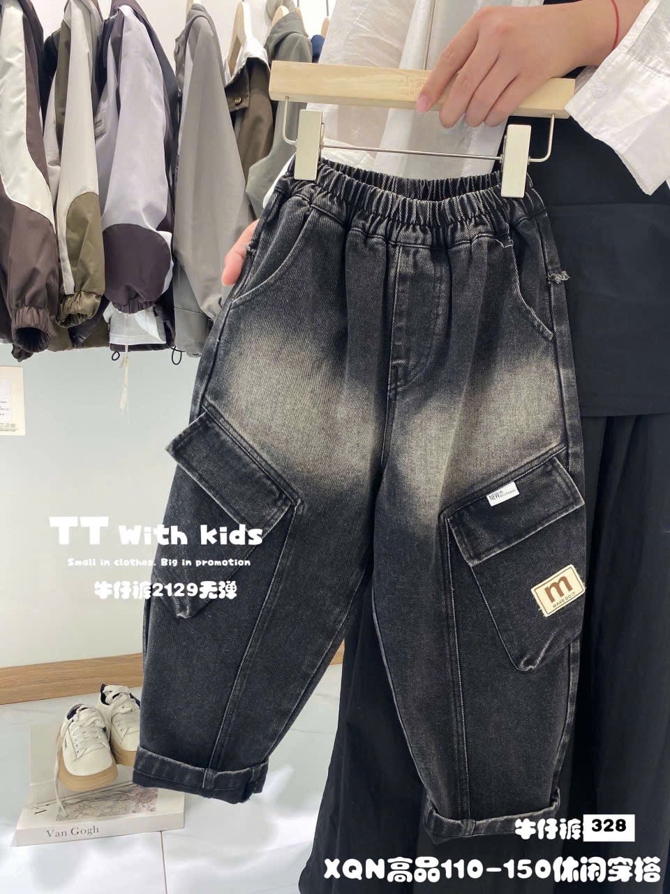 Quần jean dáng baggy QC nhiều mẫu cho bé trai size 110-150