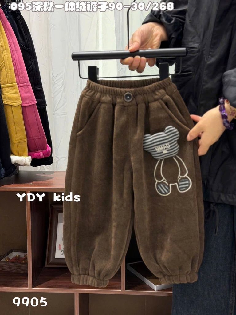 9907 / 9902 - Quần nỉ lót nỉ đại hàn màu nâu cho bé size 90-130