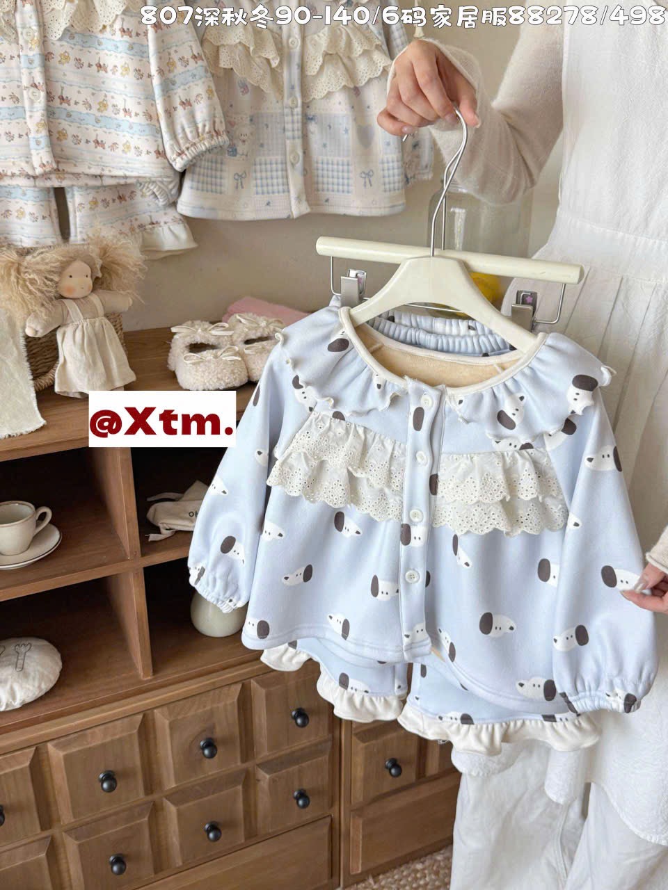 88278 - Bộ pyjama dày đại hàn LNX bèo ren ngực nhiều mẫu BG size 90 - 140
