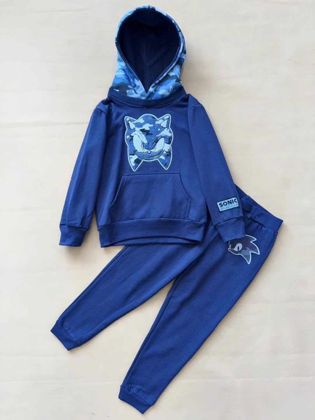 Bộ nỉ Sonic dư xịn 2 màu xanh/ghi cho bé trai size 5-20y