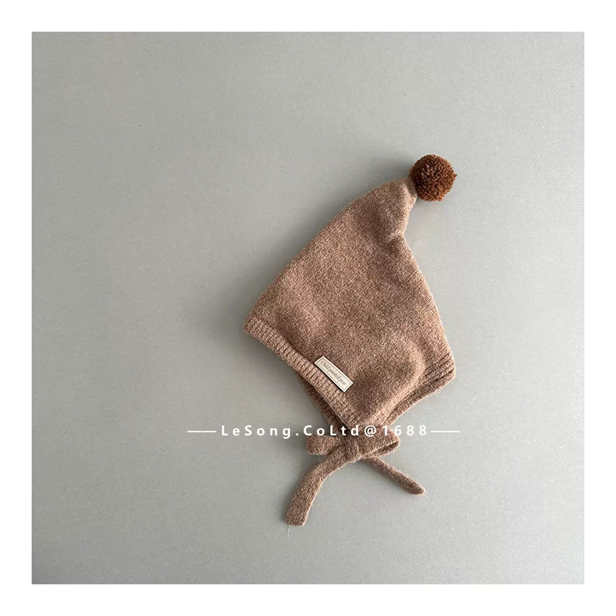 Mũ len chóp nhọn đính cục bông nhiều màu cho bé size 6m-4y