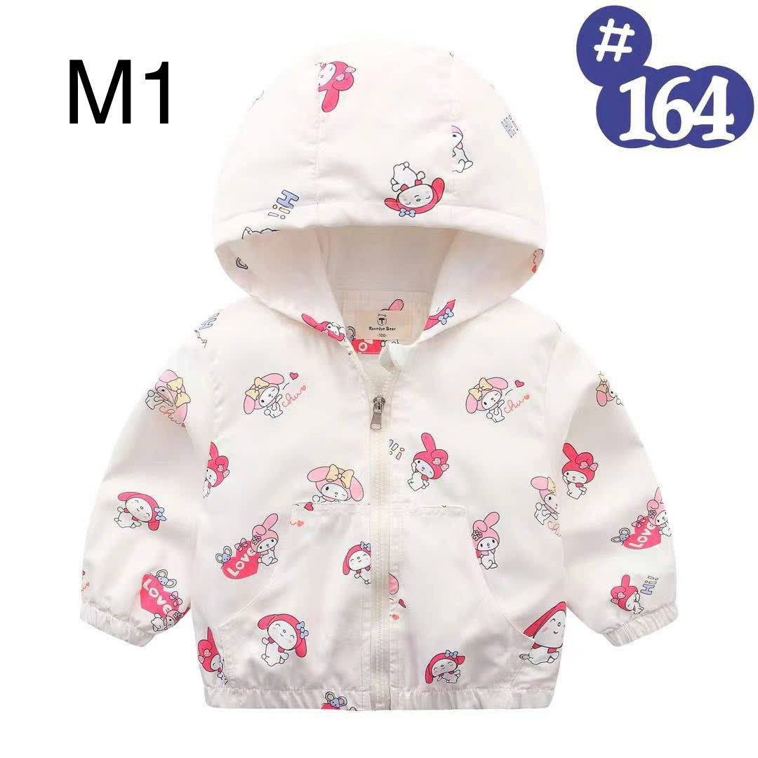 2024 - Áo gió lót cotton Ravedye Bear nhiều hình Bé Gái size 100 - 140