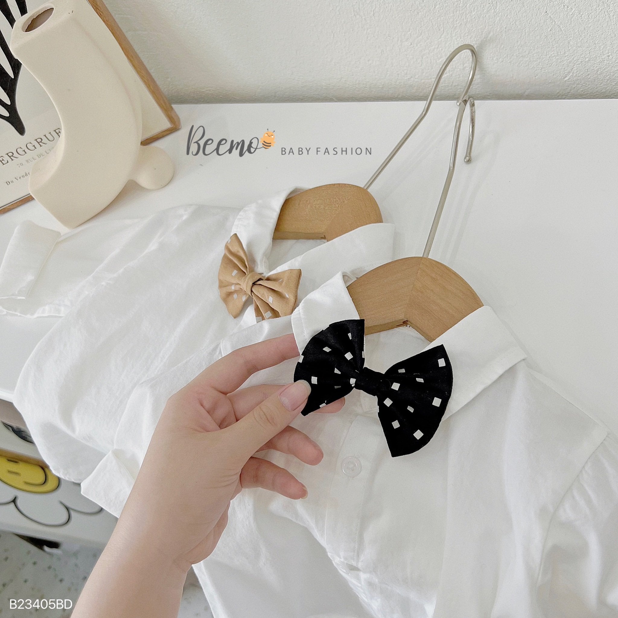 Bộ sơ mi công tử kèm nơ Beemo 2 màu nâu / đen size 80 - 130