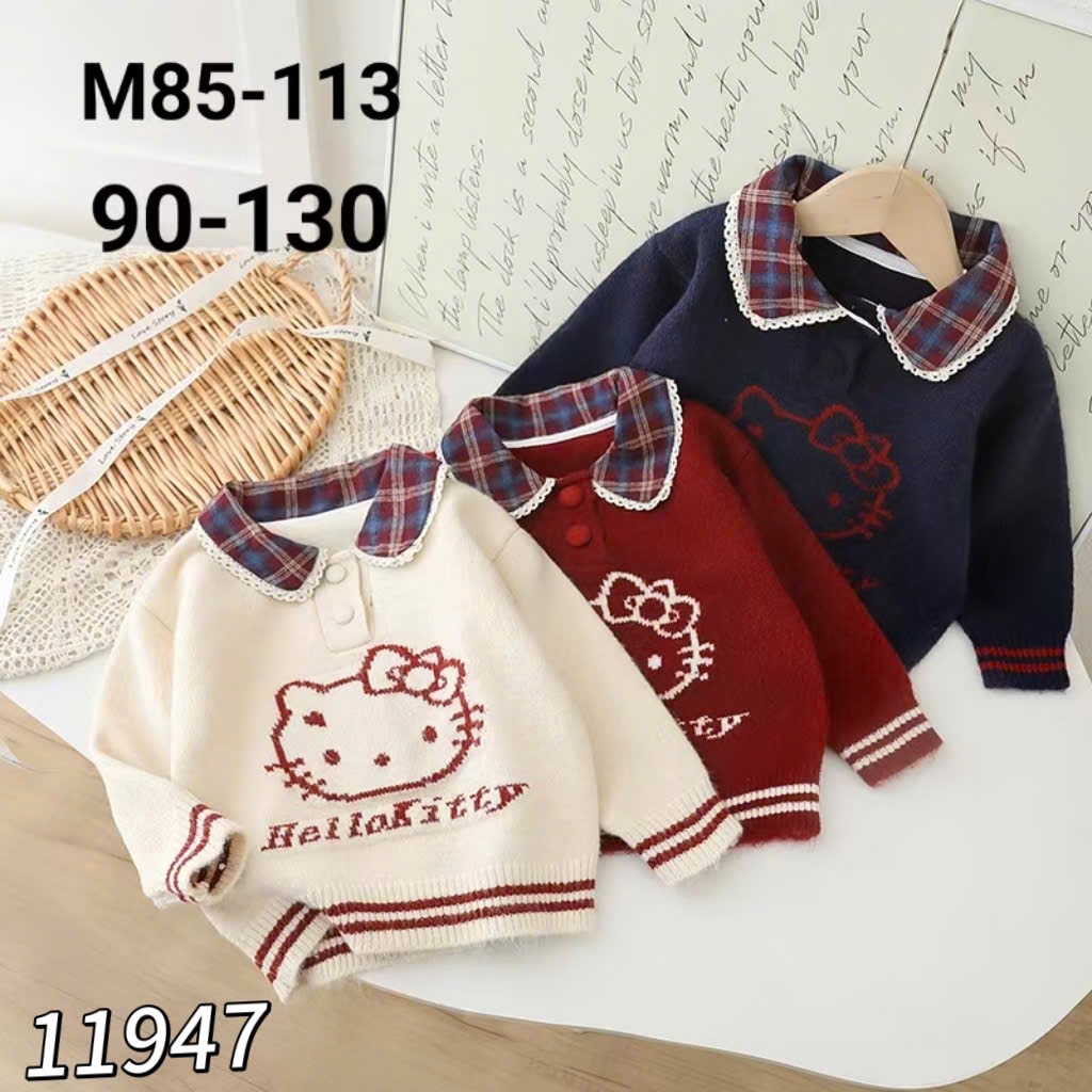 BM2 - Áo len QC nhiều mẫu họa tiết Hello Kitty cho bé gái size 90-130