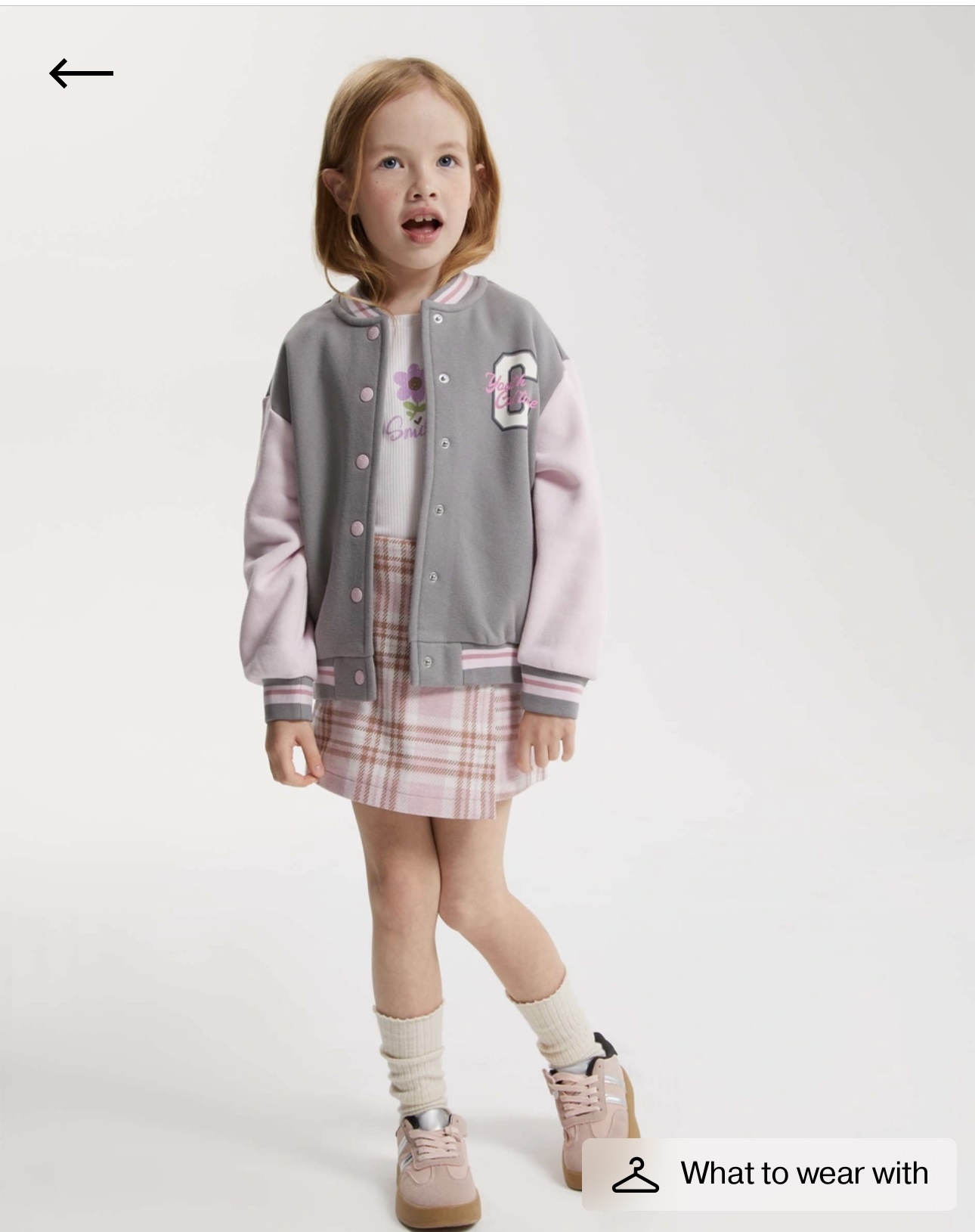 Áo khoác bomber nỉ bông GGJJ dư xịn 2 màu be/ghi bé gái size 2-8y