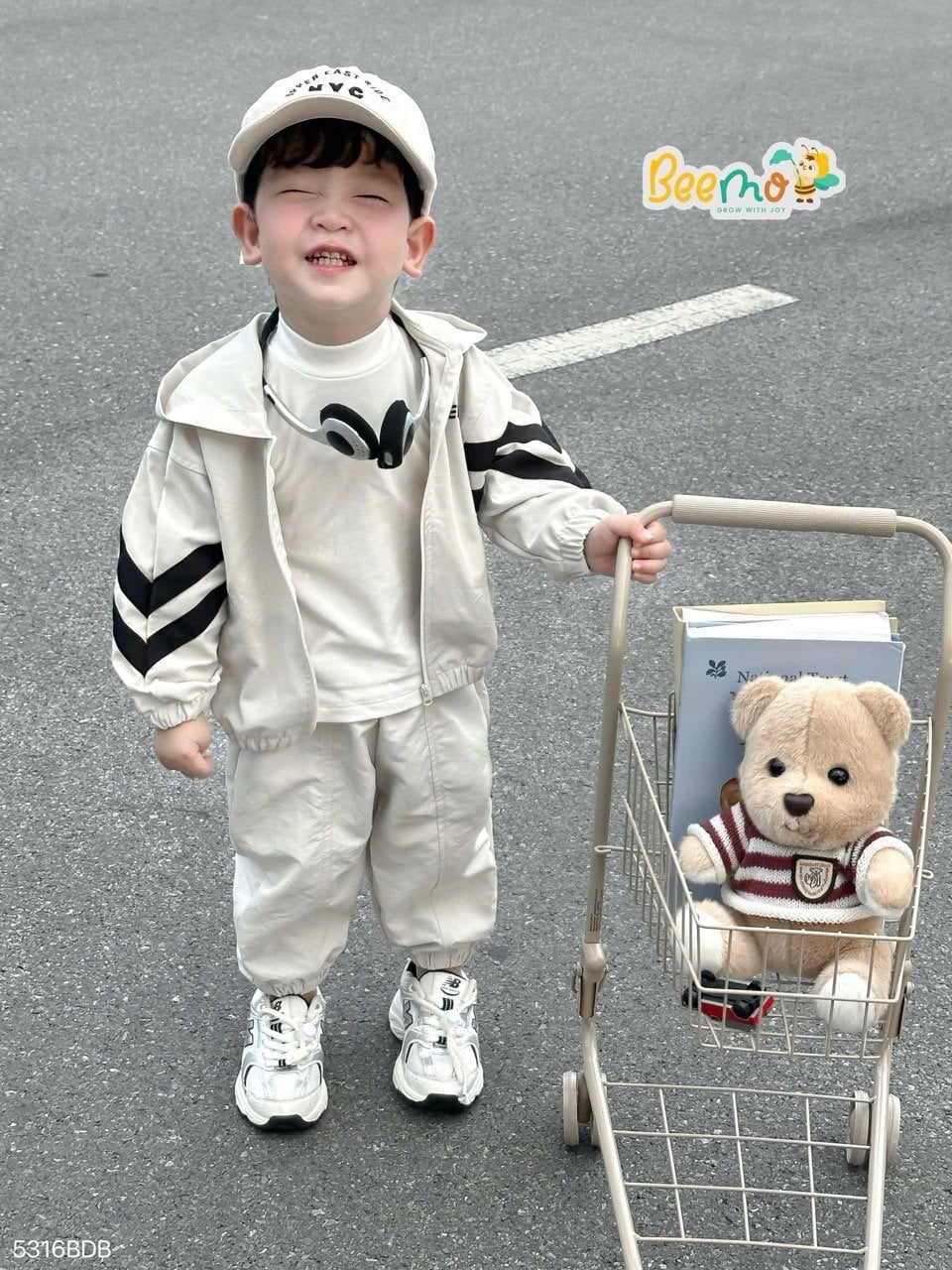 Bộ gió Beemo kẻ 2 màu cho bé trai size 1-6y
