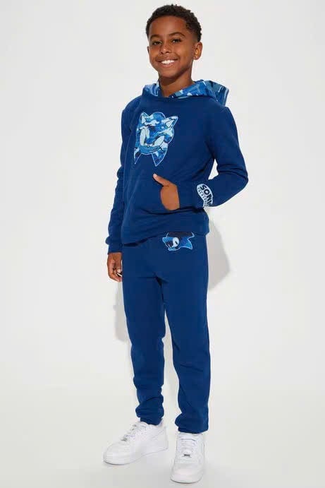 Bộ nỉ Sonic dư xịn 2 màu xanh/ghi cho bé trai size 5-20y