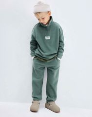 Bộ nỉ băng lông GGJJ màu xanh lá cho bé size 2-8y